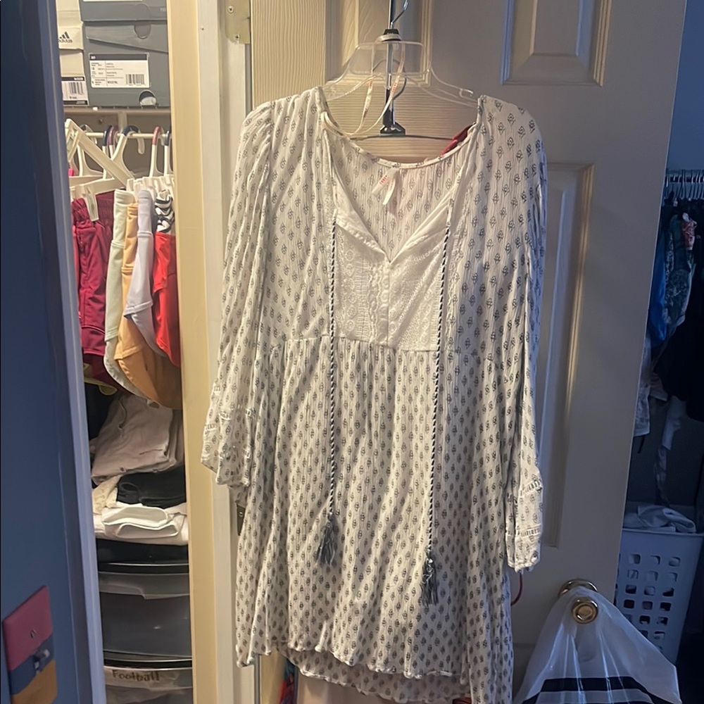 White Patterned Women's Top